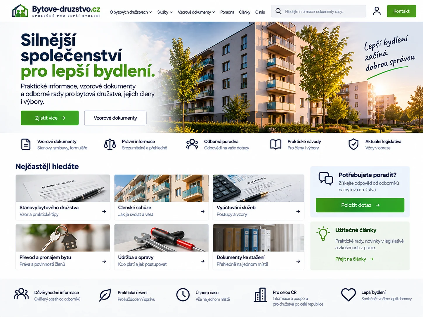 Ilustrační návrh pro Bytove-druzstvo.cz: informační portál pro bytová družstva, jejich členy a výbory
